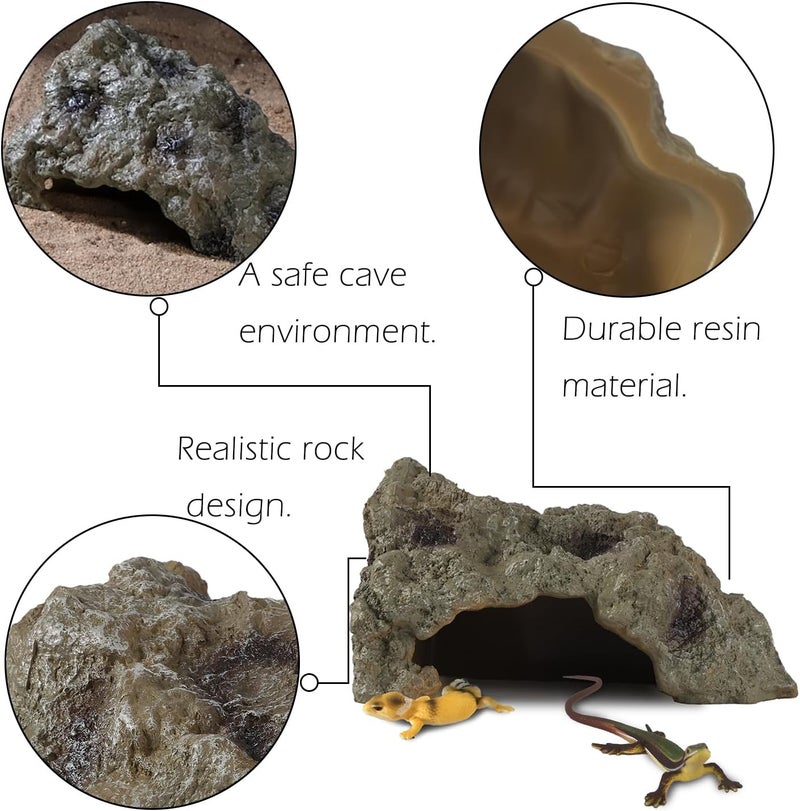 IBWell Resin Leopard Gecko Hide, True to Nature Reptile Rock for Bearded Dragon Hideout Snake Hides for Ball Pythons, Tortoise House Terrarium DÉCor - Meidum - Image 3